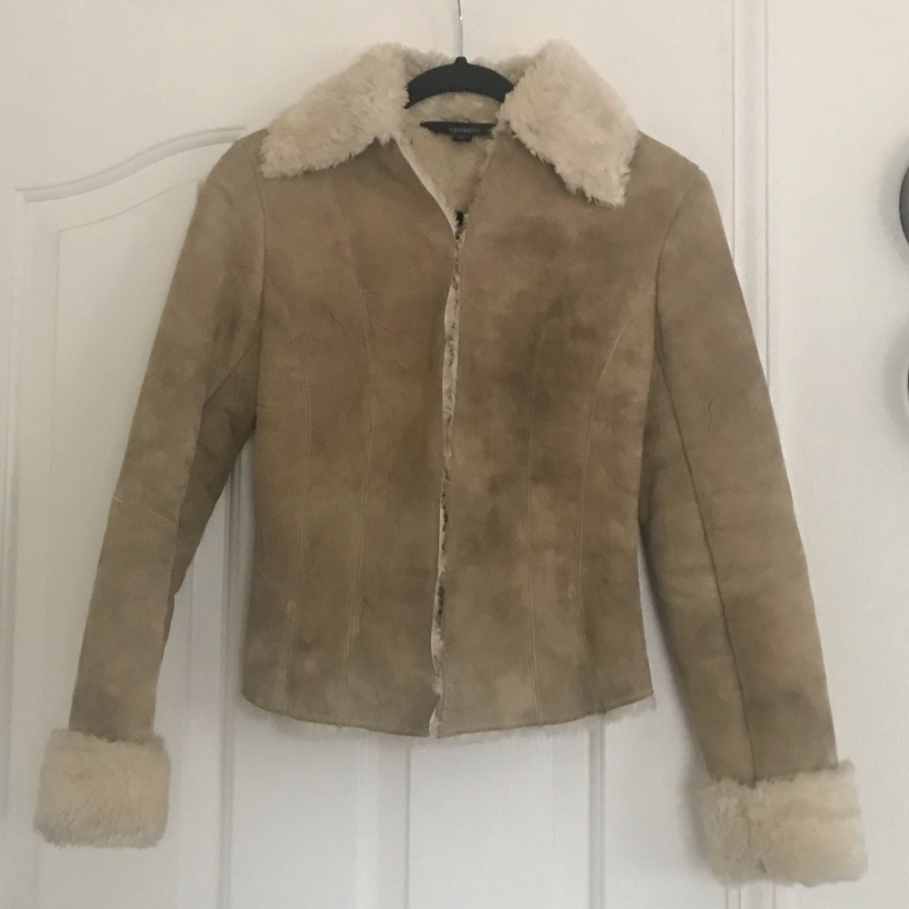 Express Leather Jacket w/ faux shearling